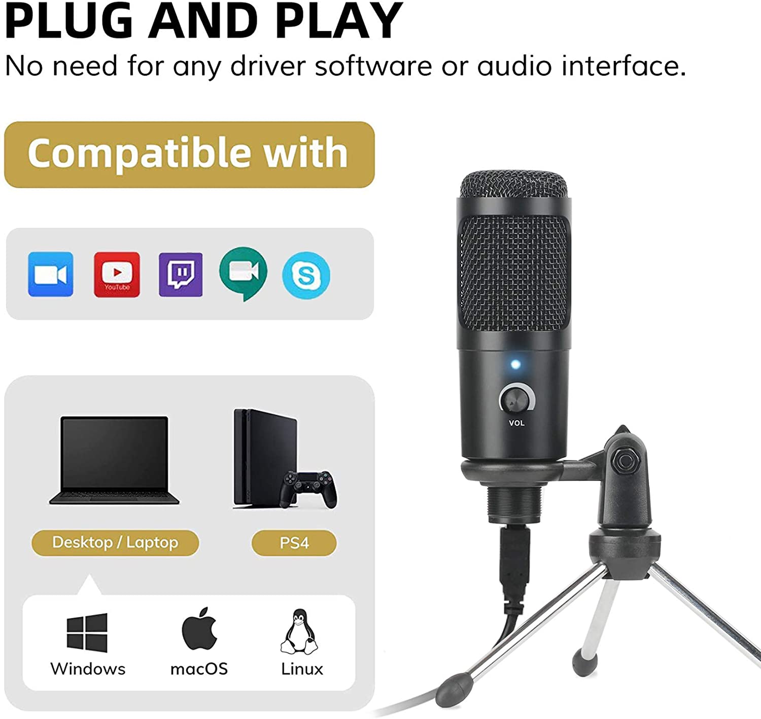 USB Condenser Microphone Recor - Pc Gaming Youtubers recensione e prezzo