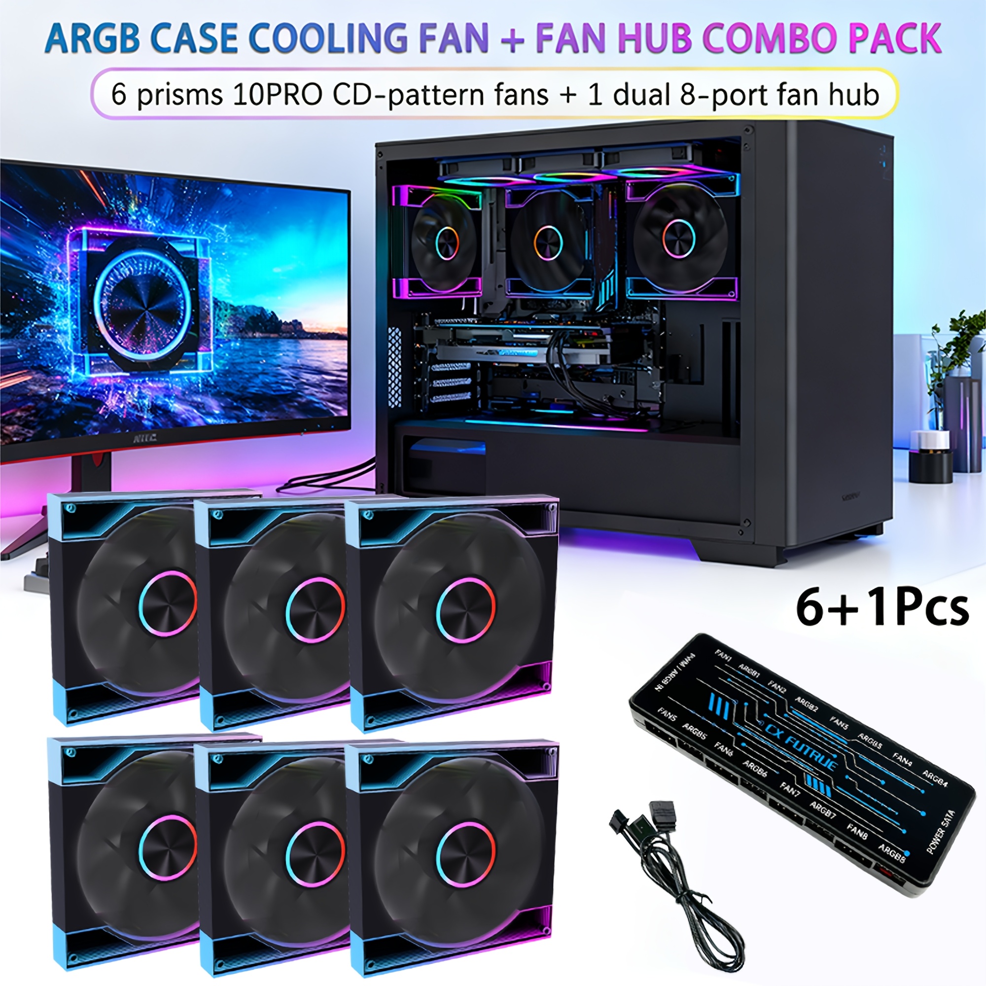 7-Piece Set (6 Fans+1 Hub) Pri - Pc Gaming Ff recensione e prezzo
